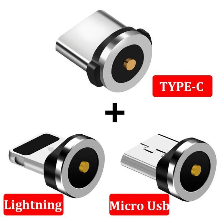 Dây cap sạc nam châm 3 đầu cho iphone và android type c siêu nhanh