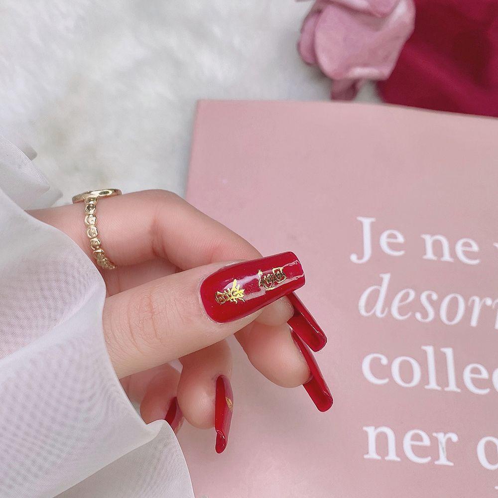 MOCHO Miếng Dán Trang Trí Móng Tay In Chữ May Mắn Phong Cách Trung Hoa 2022