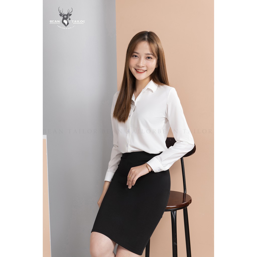 Áo sơ mi nữ BEAN TAILOR dáng suông, chất vải mềm mịn, thoáng mát- áo sơ mi nữ dài tay màu trắng cao cấp NUDAI01 | BigBuy360 - bigbuy360.vn