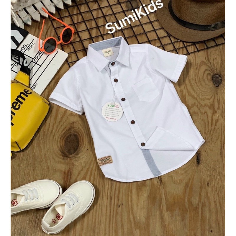 9-27kg. SƠMI NGẮN TAY 5 MÀU TRƠN CƠ BẢN CHO BÉ TRAI PHONG CÁCH