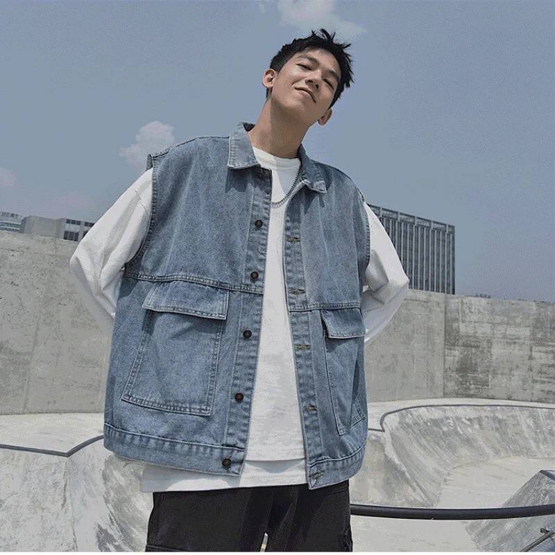 Áo khoác gile bò nam nữ bigsize MALTRIK  phong cách Hàn Quốc chất jean cao cấp có size lớn đến 95kg