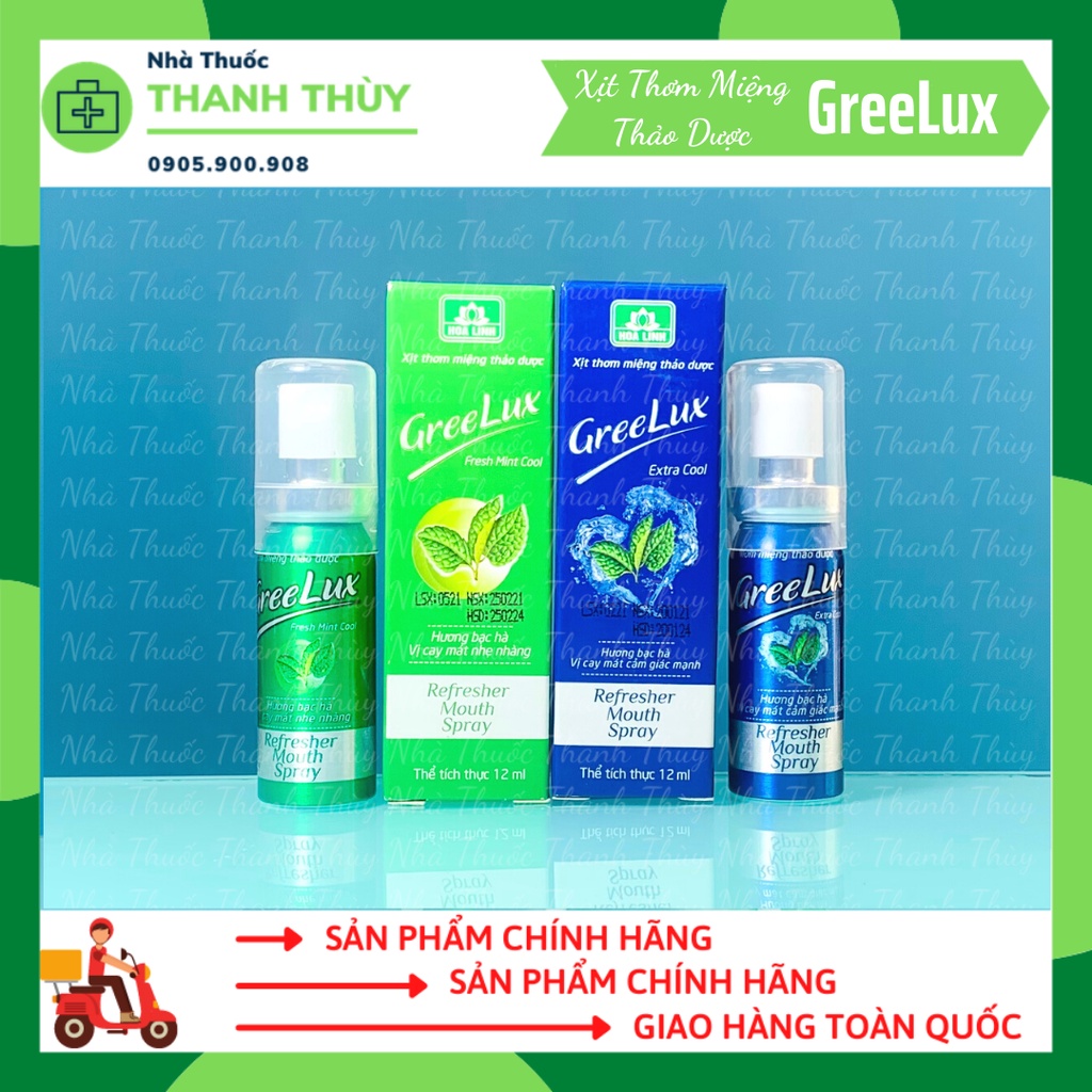 Xịt Thơm Miệng Greelux Extra Cool Thảo Dược Chai 12ml - Chai Xịt Khử Mùi Hôi Miệng GreeLux Bạc Hà