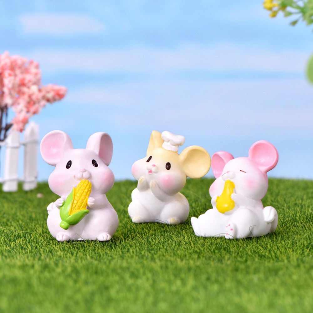 FUTURE Gift Cute Mouse Figurine Desktop Ornament Cartoon Mice Toy Miniature Rat Micro Landscape Home Decoration Resin Crafts Fairy Garden Little Animal Statue
