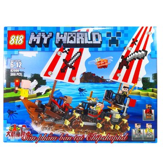 Bộ Lego Xếp Hình MineCraft My World Tàu Hải Tặc. Gồm 386 Chi Tiết. Lego Ninjago Lắp Ráp Đồ Chơi Cho Bé