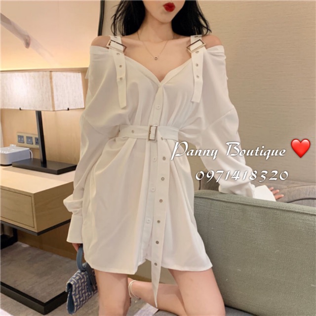 Đầm kiểu sơmi khuy đai cá tính, style ulzzang Hàn Quốc 🌻 Panny Boutique 🌻