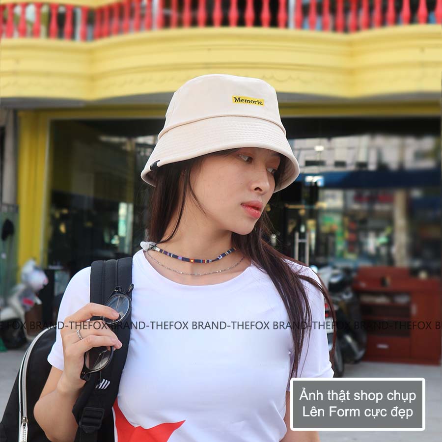 Mũ bucket nam nữ Unisex vành cụp chất nhung tăm phong cách Ulzzang thêu hình Memorie