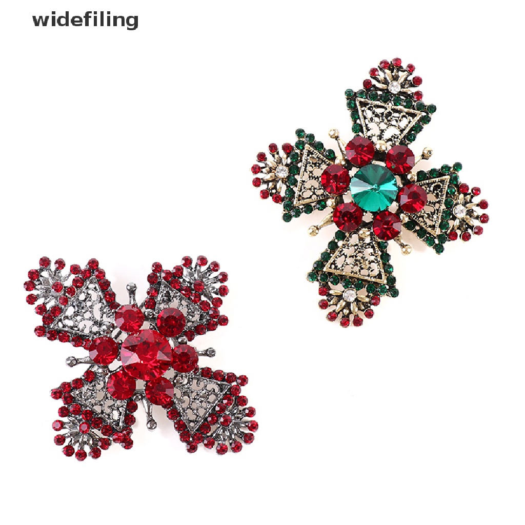 Trâm Cài Áo Hình Chữ Thập Đính Đá Đỏ Phong Cách Vintage