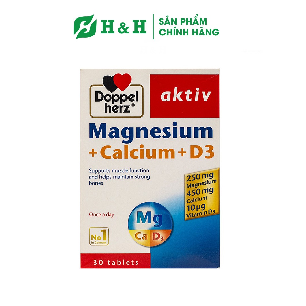 Viên uống hỗ trợ xương chắc khoẻ - Doppelherz Magnesium + Calcium + D3 (30 viên)