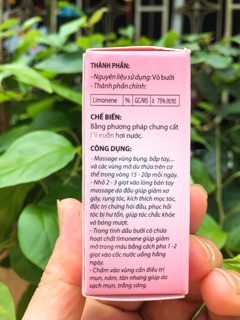 Tinh dầu Bưởi. Trị rụng tóc, kích thích mọc tóc.