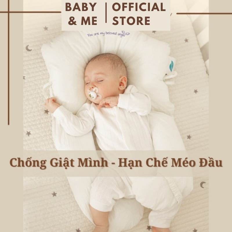 Gối Ôm Chữ U Cho Bé Chống Méo Đầu, Giật Mình Chất Cotton Siêu Mềm Mát