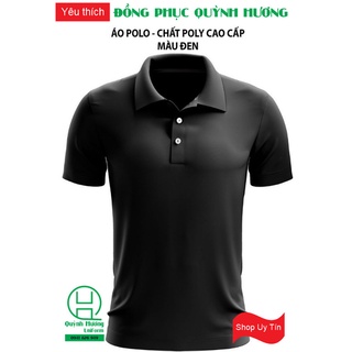 Áo thun polo cá sấu cổ trụ/ có cổ màu đen trơn
