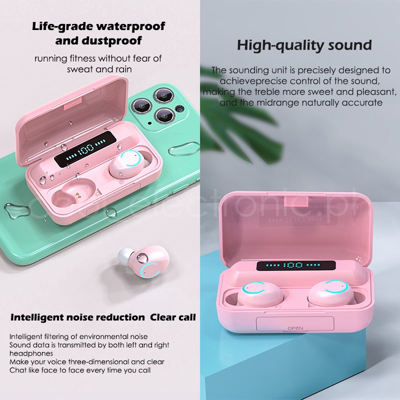 Tai Nghe Bluetooth 5.0 Không Dây F9-9 Màu Sắc Macaron | BigBuy360 - bigbuy360.vn