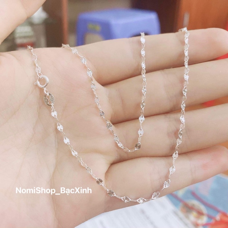 Dây chuyền phay chạm bạc ta cao cấp đơn giản lấp lánh, bạc đẹp Mainomi Shop Bạc Xinh