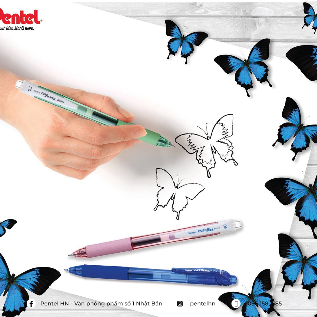 Bút Bi Nước Nhật Bản Pentel Energel X BL107 Ngòi 0.7 Mực Đen