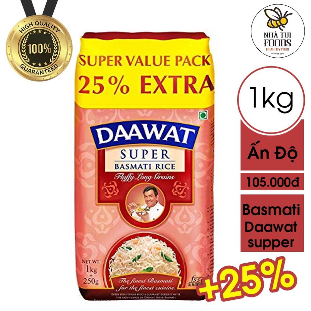 [+Extra 25%] Gạo Ấn Độ Basmati Daawat Supper 1kg cho người ăn kiêng, tiểu đường