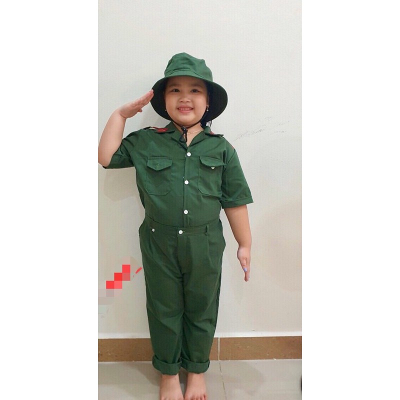 Hình thật bộ kèm mũ chú dân quân