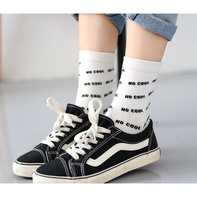 Vớ Tất cotton chữ NO COOL cao cổ Nam Nữ phong cách trẻ trung, năng động.