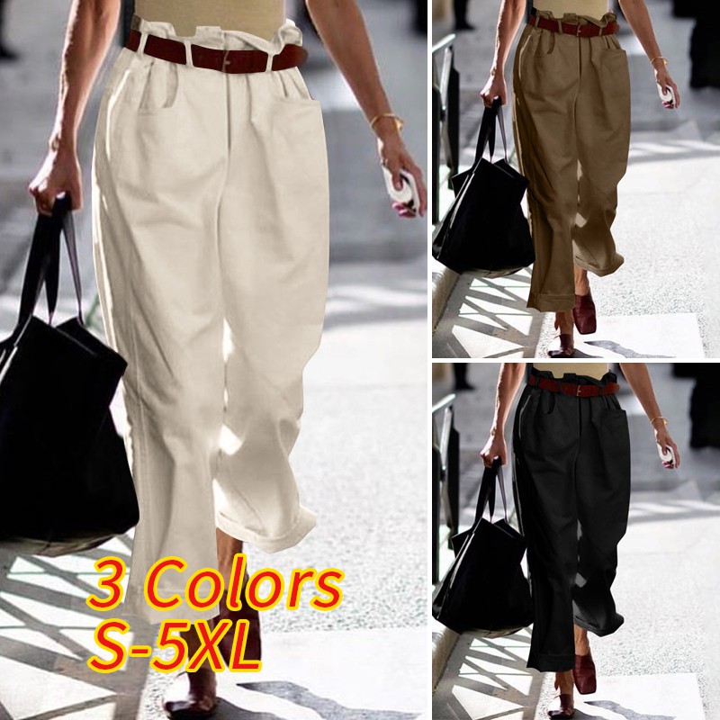 Quần Dài Vonda Lưng Cao Ống Rộng Màu Trơn Có Túi Thời Trang Cho Nữ | BigBuy360 - bigbuy360.vn