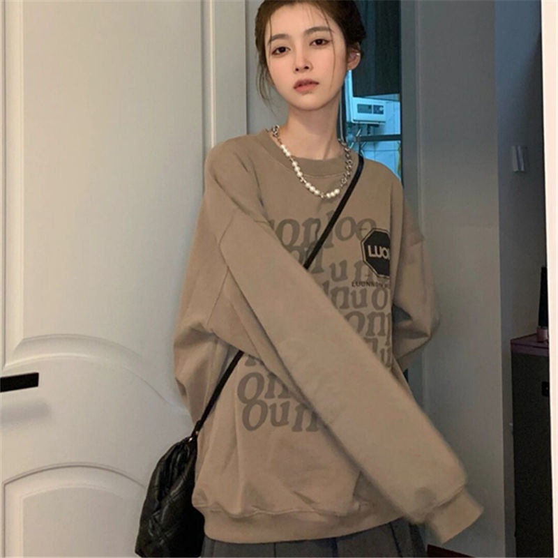 Áo Len Cotton Tay Dài Cổ Tròn Dáng Rộng Phong Cách Hàn Quốc Thời Trang Thu Đông Cho Nữ | BigBuy360 - bigbuy360.vn