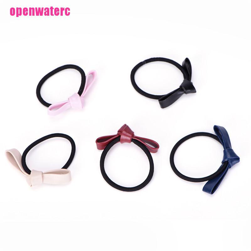 Dây Buộc Tóc Cao Su Co Giãn Bọc Da Phối Nơ Thời Trang Cho Nữ