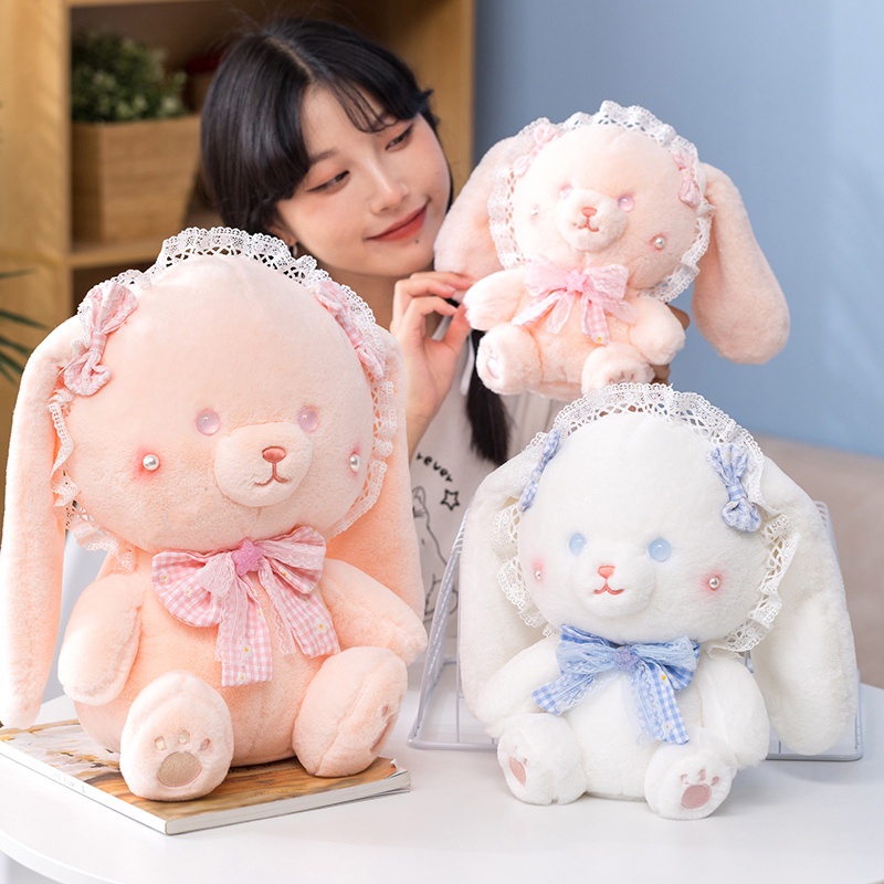 Hàng Có Sẵn Trong 24Lolita vui nhộn cho nữ Thỏ Nhồi Bông Mềm Mại Phong Cách Lolita Dễ Thương Dùng Làm Quà Tặng Thú Nhồi Bông Hình Thỏ Tai Dài 25-40cm Mềm Mại Đáng Yêu