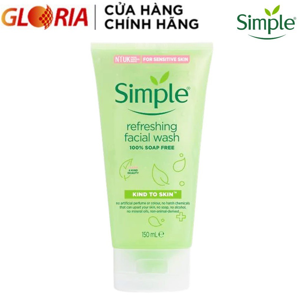 [Mã FMCGMALL -8% đơn 250K] Sữa Rửa Mặt Dạng Gel Simple Kind To Skin Refreshing Facial Wash 150ml