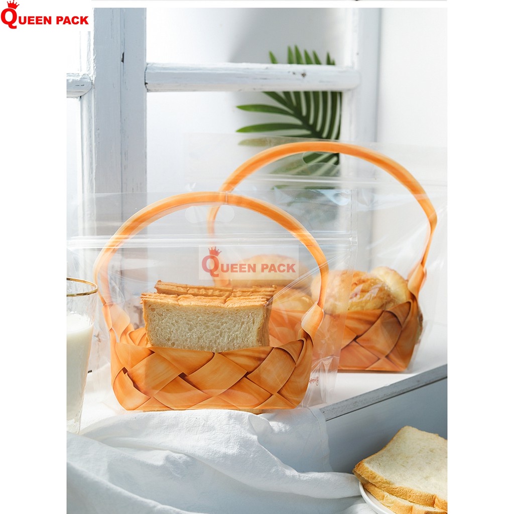 Set 50 Túi Zip đựng bánh Hình Giỏ mây/Giỏ Xách Cao Cấp