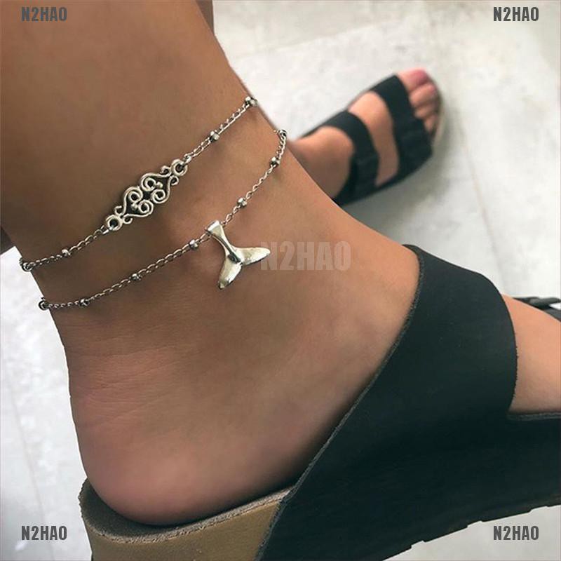 N2HAO Multilayer Fish Tail Silver Anklet Ankle Bracelet Barefoot Sandal Beach Jewelry | BigBuy360 - bigbuy360.vn