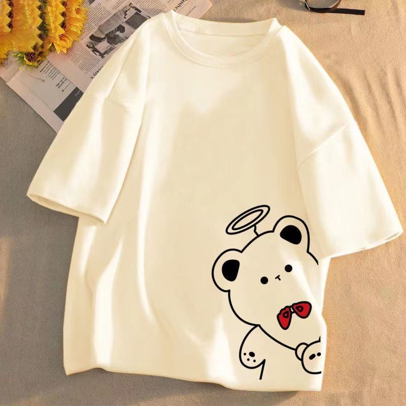 Áo Thun 100% Cotton Tay Ngắn Phong Cách Mới 2022 Dễ Phối Đồ Cho Bé Gái