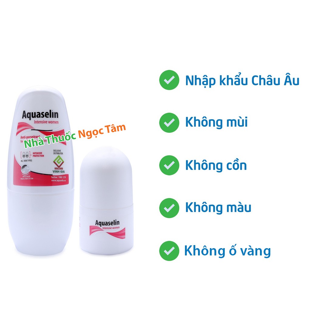 ✔️(Tặng Quà) Aquaselin Intensive Women Lăn nách khử mùi nữ giảm tiết mồ hôi Nhập khẩu chính hãng Châu Âu