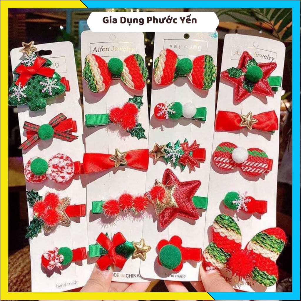 Vỉ 5 kẹp tóc noel cho bé