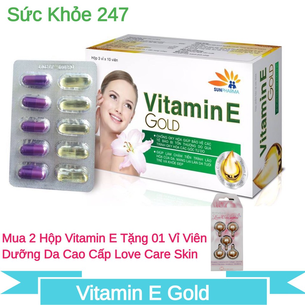 VITAMIN E ⚡FOLLOW Shop Giảm 5K⚡ VITAMIN E GOLD - Giúp Mang Lại Làn Da Tươi Trẻ & Khoẻ Đẹp | BigBuy360 - bigbuy360.vn