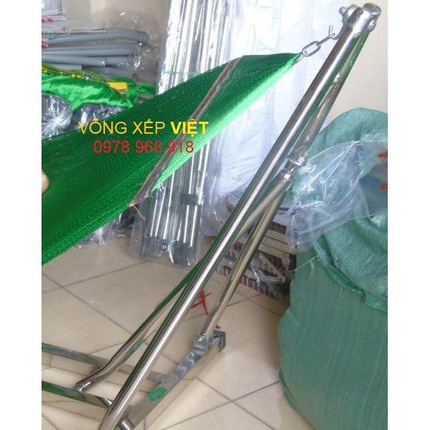 Võng xếp Khung Inox thang vuông chất lượng cao tặng kèm lưới 1,4kg