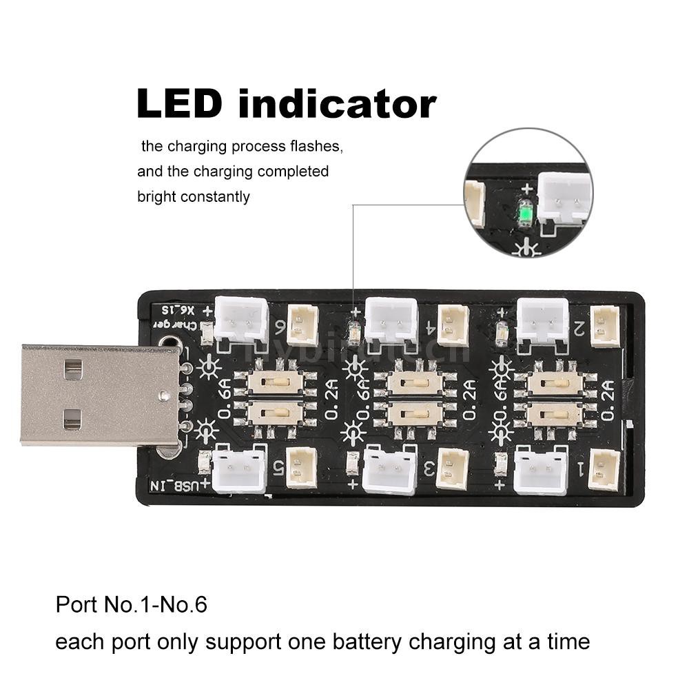1S LiPo Battery USB Charger 1S LiHV Charger 6 Channel for LiHV 3.7V/4.35V 1S LiPo Battery