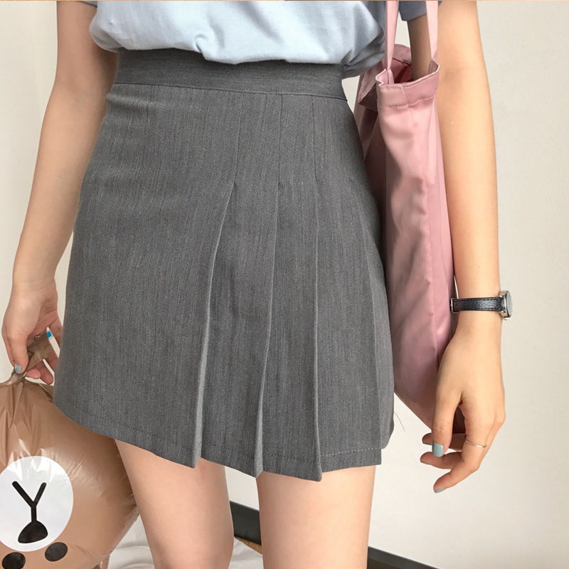 Xiaozhainv Chân Váy Chữ A Xếp Ly Màu Xám Phong Cách Ulzzang Hàn Quốc Cho Nữ | BigBuy360 - bigbuy360.vn