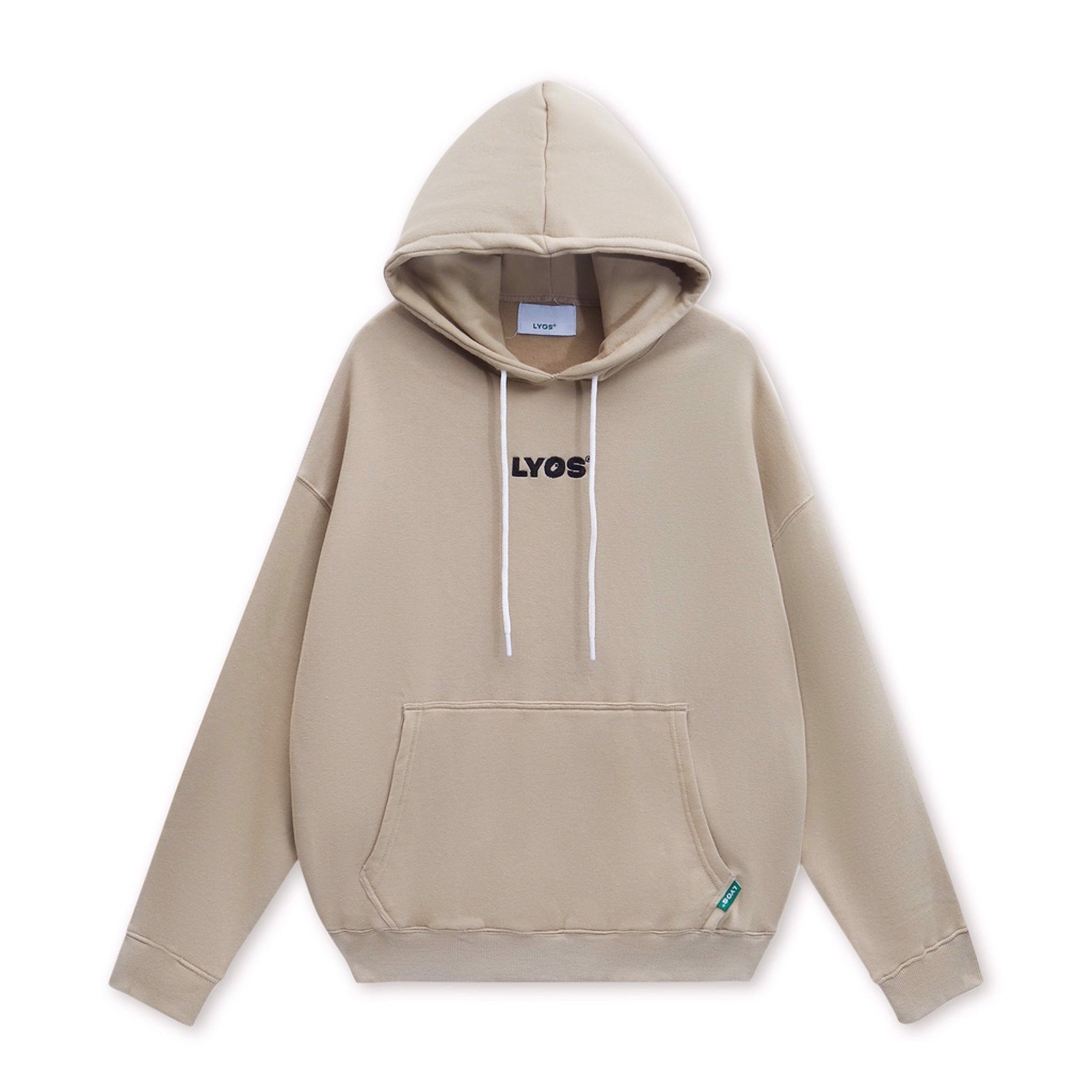 Áo Nỉ Hoodie LYOS Basic Logo Đen/ Nâu Sáng