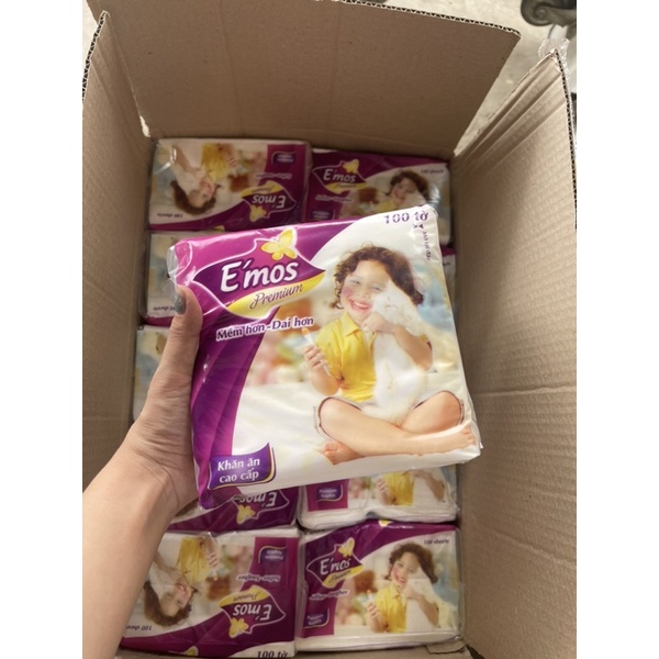 Khăn giấy vuông E’mos Premium gói 100 tờ