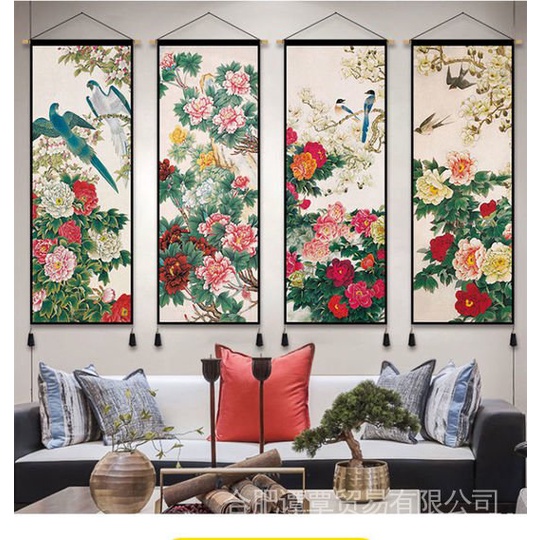 Thảm Treo Tường Họa Tiết Hoa Mẫu Đơn Phong Cách Trung Hoa Độc Đáo Trang Trí Nhà Cửa