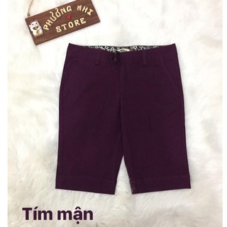 Quần Lửng Kaki Thun Màu Tím Mận / Quần Lửng Nữ Trơn Basic