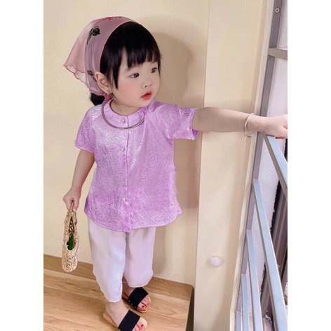 Bộ bà ba mẫu mới từ 8kg đến 18kg Bộ quần áo bà ba vải gấm lụa cho bé gái TTR12