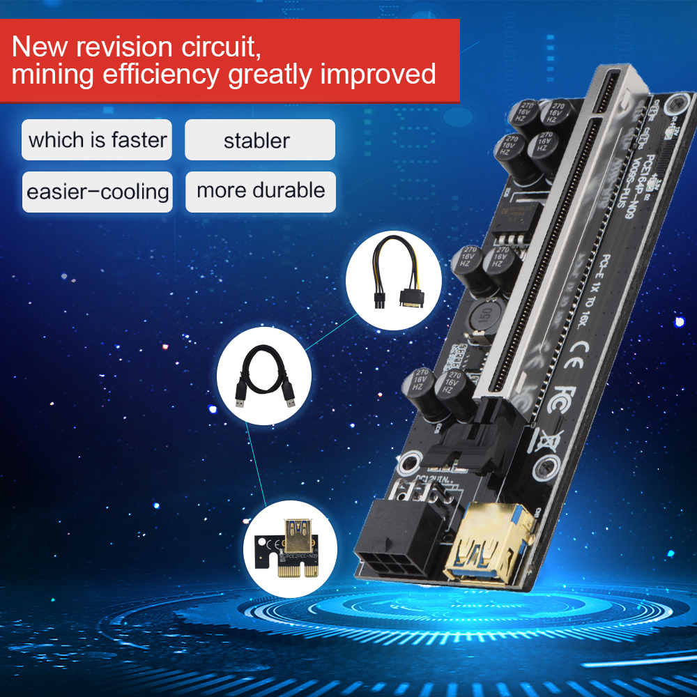 Card Đồ Họa Ver009S Plus Pci-E 009s Pcie X1 Sang X16 6pin Power 60cm Usb 3.0 | BigBuy360 - bigbuy360.vn