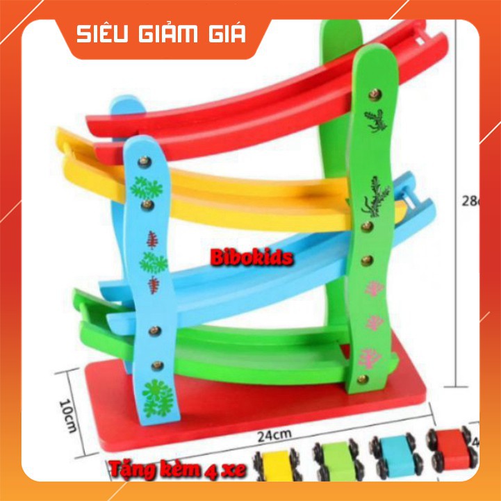 [CỰC HOT]-HOT- Xe cầu trượt 4 tầng bằng gỗ - đồ chơi giáo dục