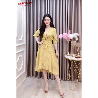 Set áohoa croptop cột nơ + chân váy đuôi cá CRAZYTEEN (SC0187)