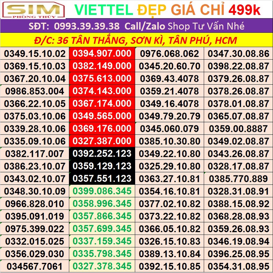 VIETTEL ĐẸP NÉT GIÁ 499K - Sim giá RẺ HỢP Lý - pHONG tHỦY ĐẸp TÍCH HỢP CÁC GÓI V90, V120Z...