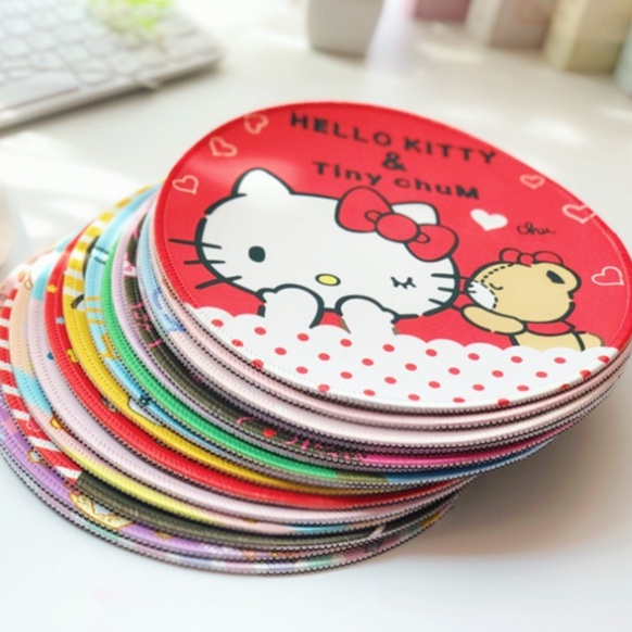 Miếng Lót Chuột Bằng Da Pu Chống Trượt Chống Thấm Nước Hình Mèo Hello Kitty