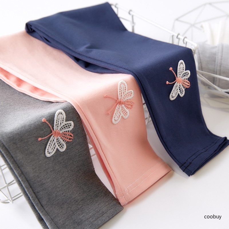 Quần legging cotton pha dài đến mắt cá chân họa tiết bướm thời trang cho bé gái