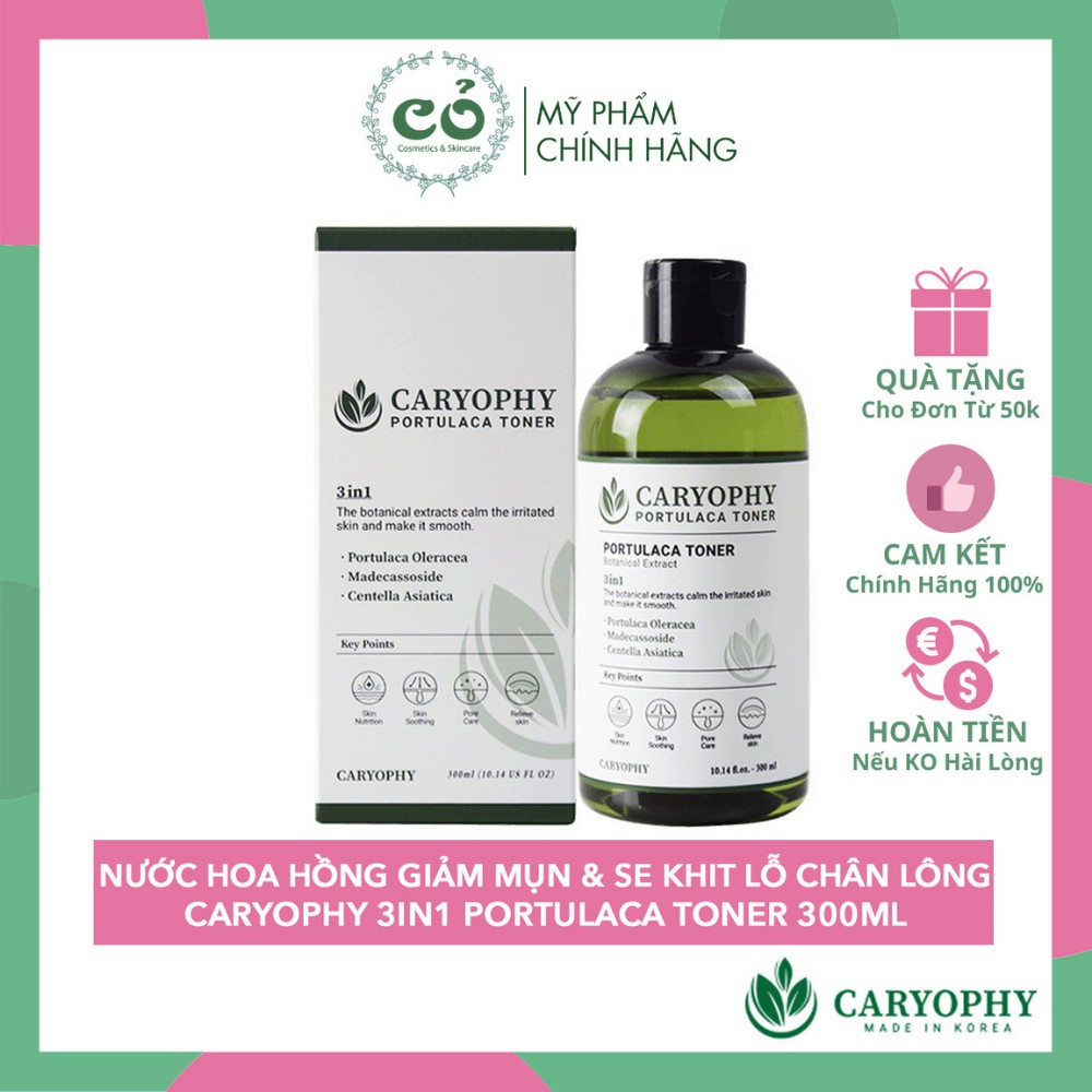 Nước Hoa Hồng Ngăn Ngừa Mụn Caryophy 3in1 Portulaca Toner 300ml