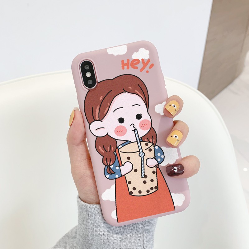 Ốp lưng iphone Milk Tea Couple TPU trơn dẻo mềm 6/6plus/6s/6splus/7/7plus/8/8plus/x/xr/xs/11/12/13/pro/max/plus/promax | BigBuy360 - bigbuy360.vn