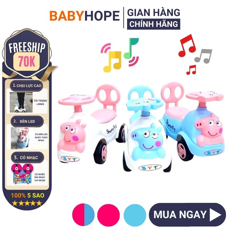 Xe chòi chân cho bé thăng bằng 1 2 tuổi heo pecpa có nhạc, đèn led,cốp xe BABYHOPE