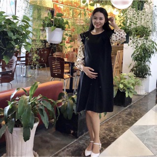 Váy bầu công sở chất lụa trượt nhật